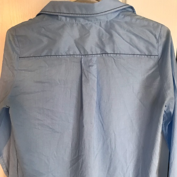 Zara long loose button chambray blouse with piping detail. Size small - Picture 4 of 6